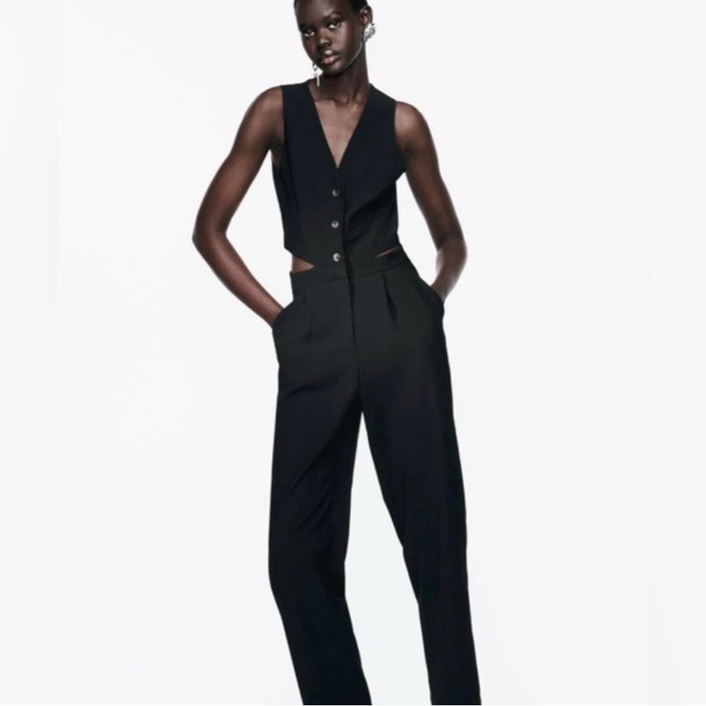 Zara Black Sleeveless Jumpsuit with side cutouts